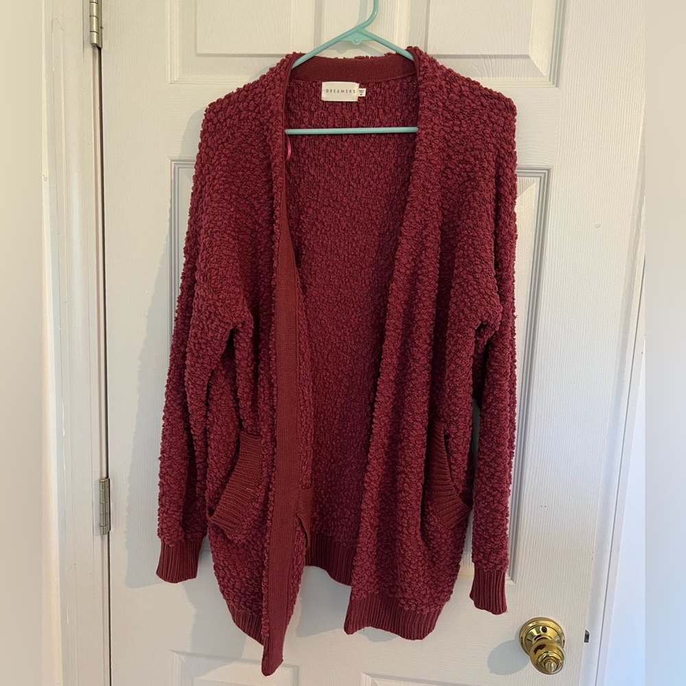 Cranberry/wine colored cardigan-barely worn